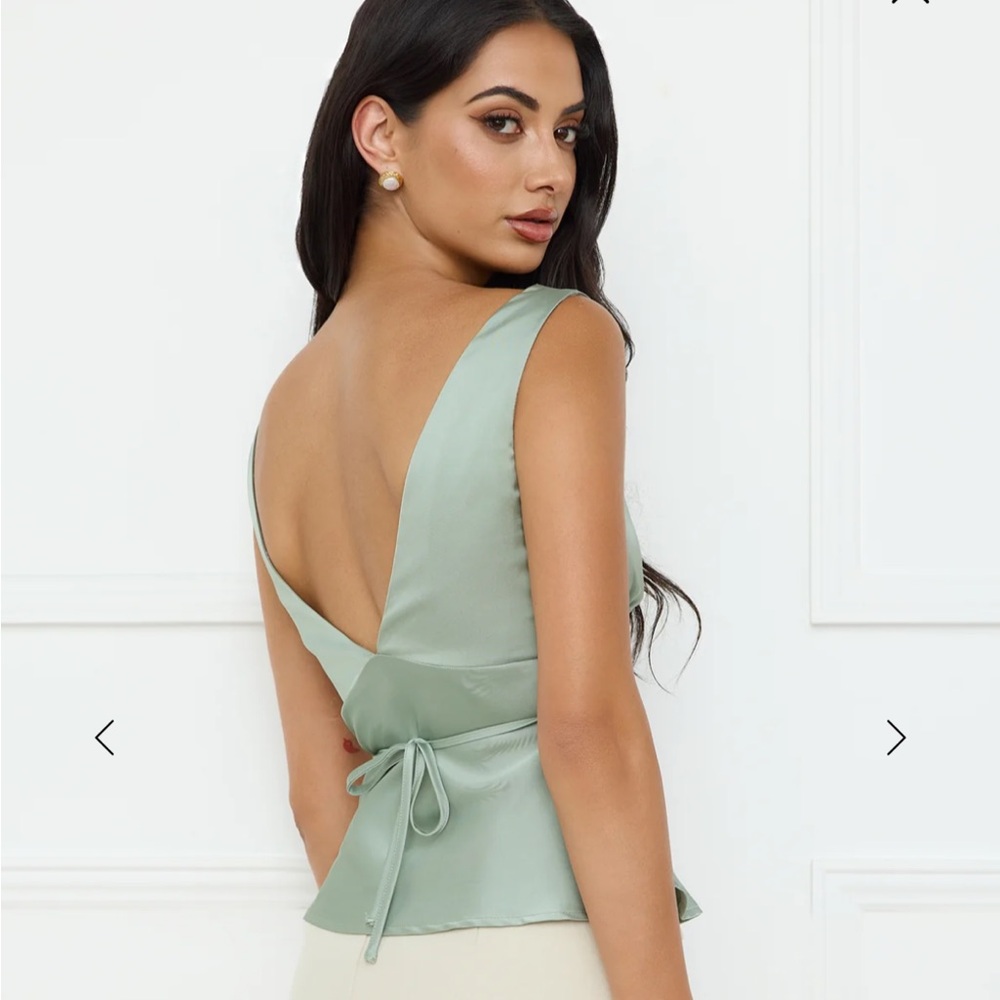 Eden Essence Satin Top Olive - Hello Molly NWT size small - Picture 3 of 7